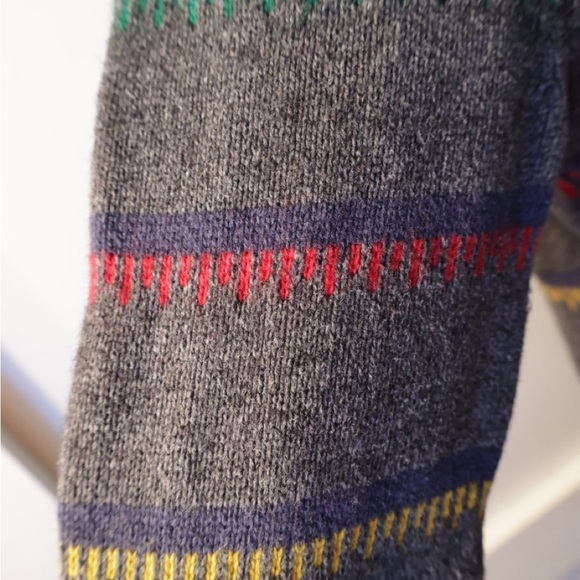 Red and Gray Crewneck Sweater with Striking Stripes HBC Hudson Bay stripes Vinta - Picture 3 of 3